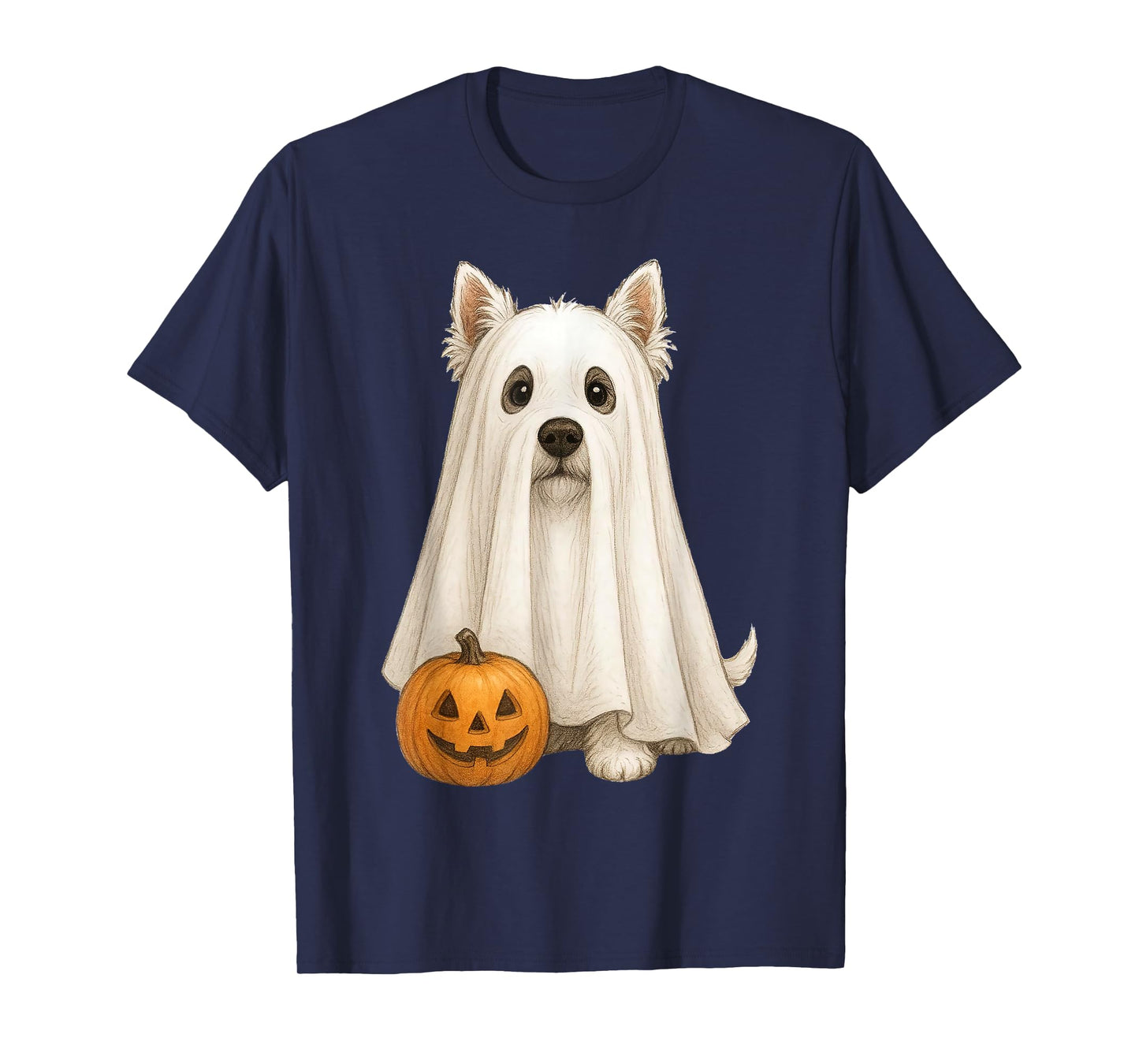Cute Westie Dog Ghost Pumpkin Halloween Pet Animal Lover T-Shirt