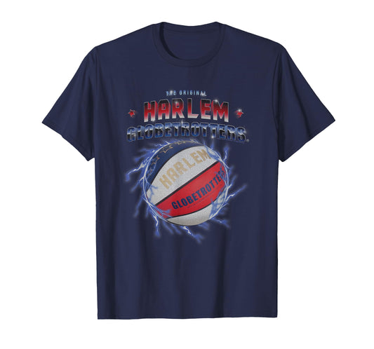 Harlem Globetrotters Basketball Chrome Logo with Lightning T-Shirt