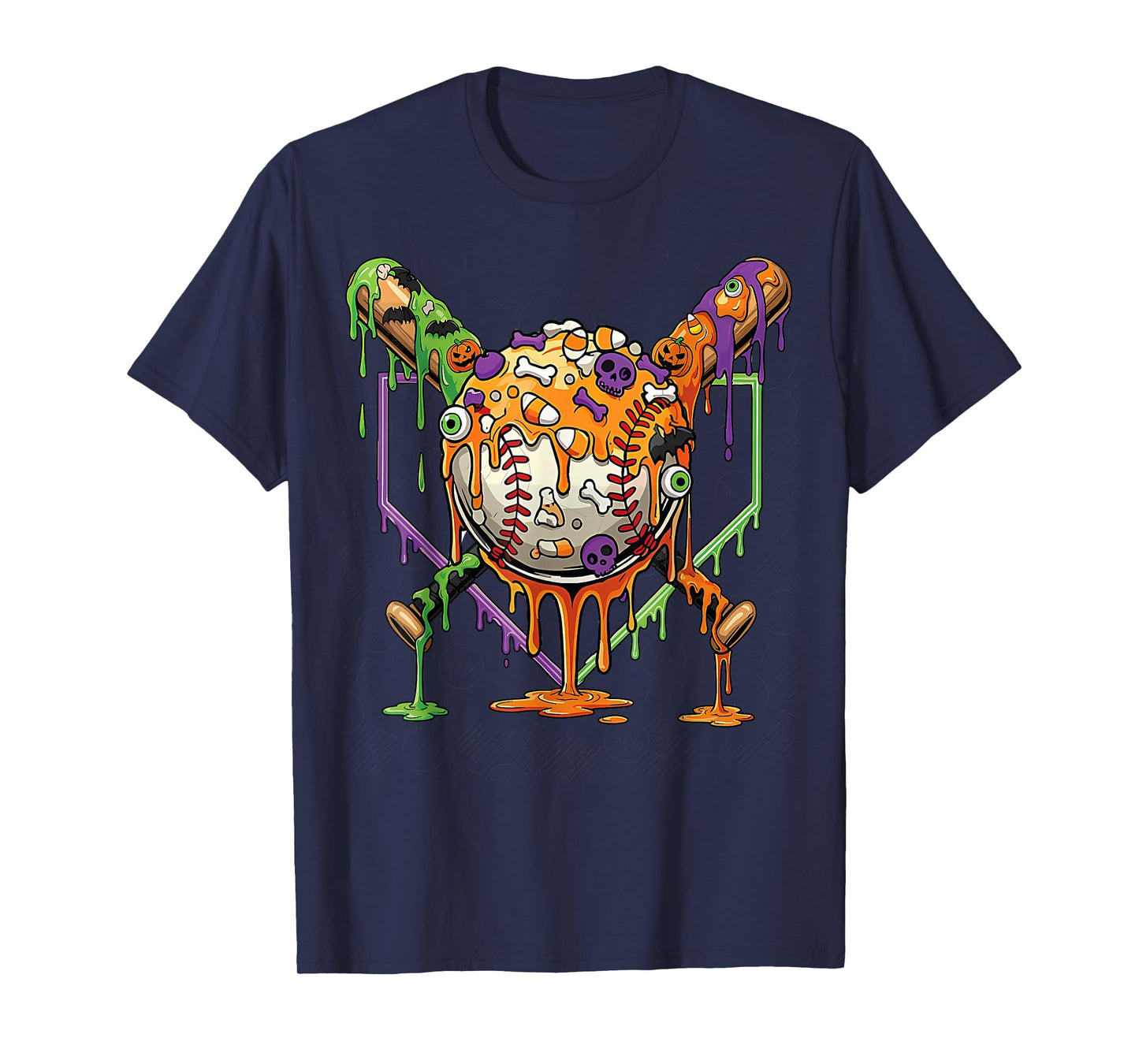 Pumpkin Halloween Baseball Ice Cream Drip Spooky Boys Youth T-Shirt