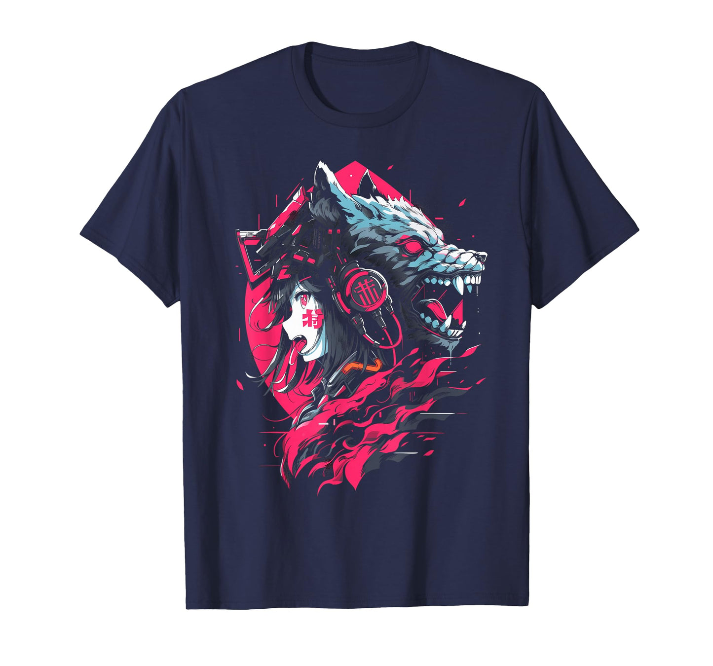 Anime Manga Cyberpunk Aesthetic Techwear Harajuku | Wolf T-Shirt