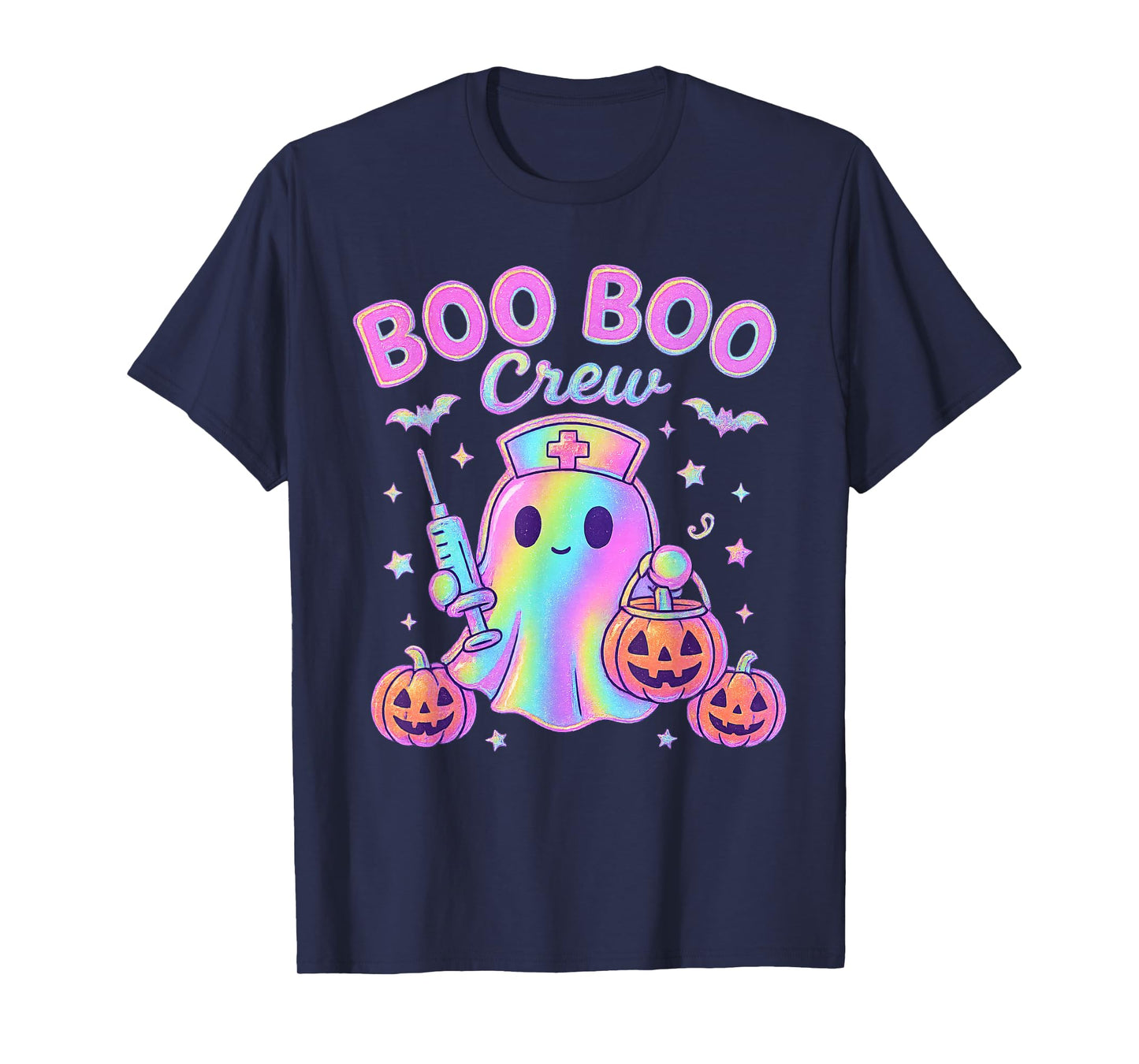 Boo Boo Crew Nurse Ghost Kawaii Halloween Spooky Pumpkin T-Shirt
