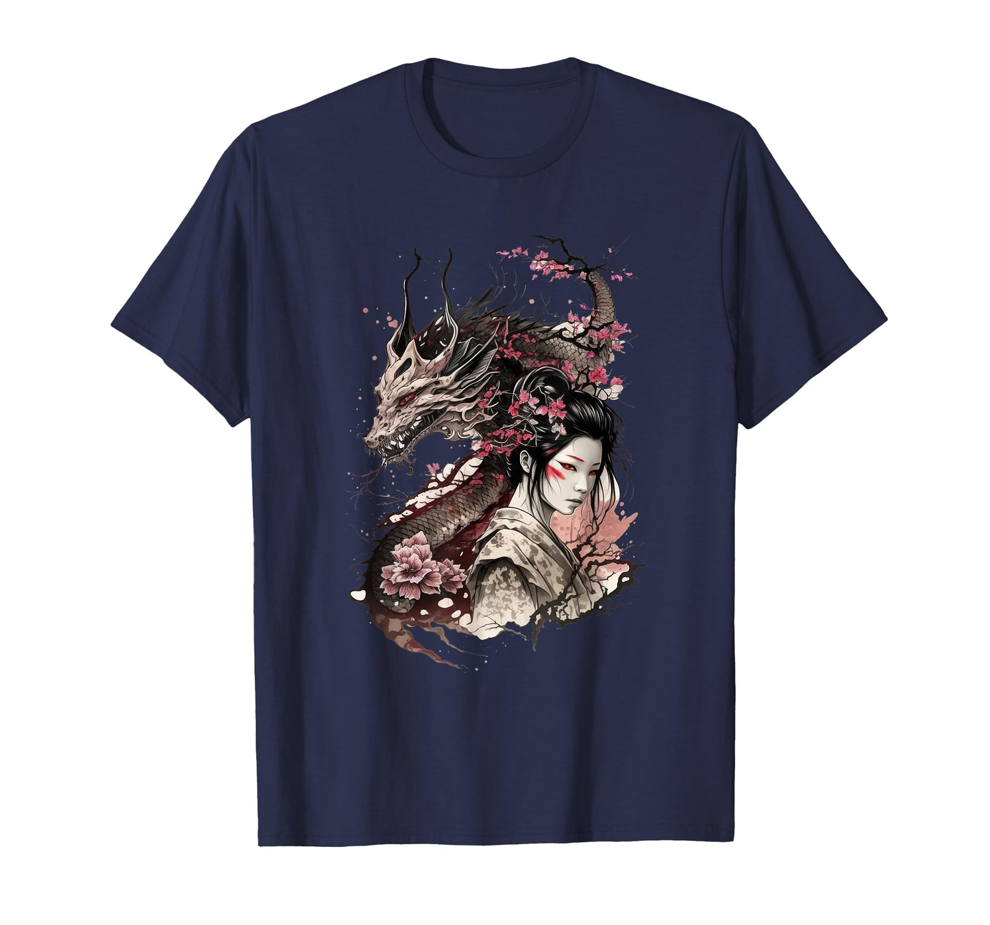 198 Sakura Japan Geisha Japanese Dragon Cherry Blossom T-Shirt
