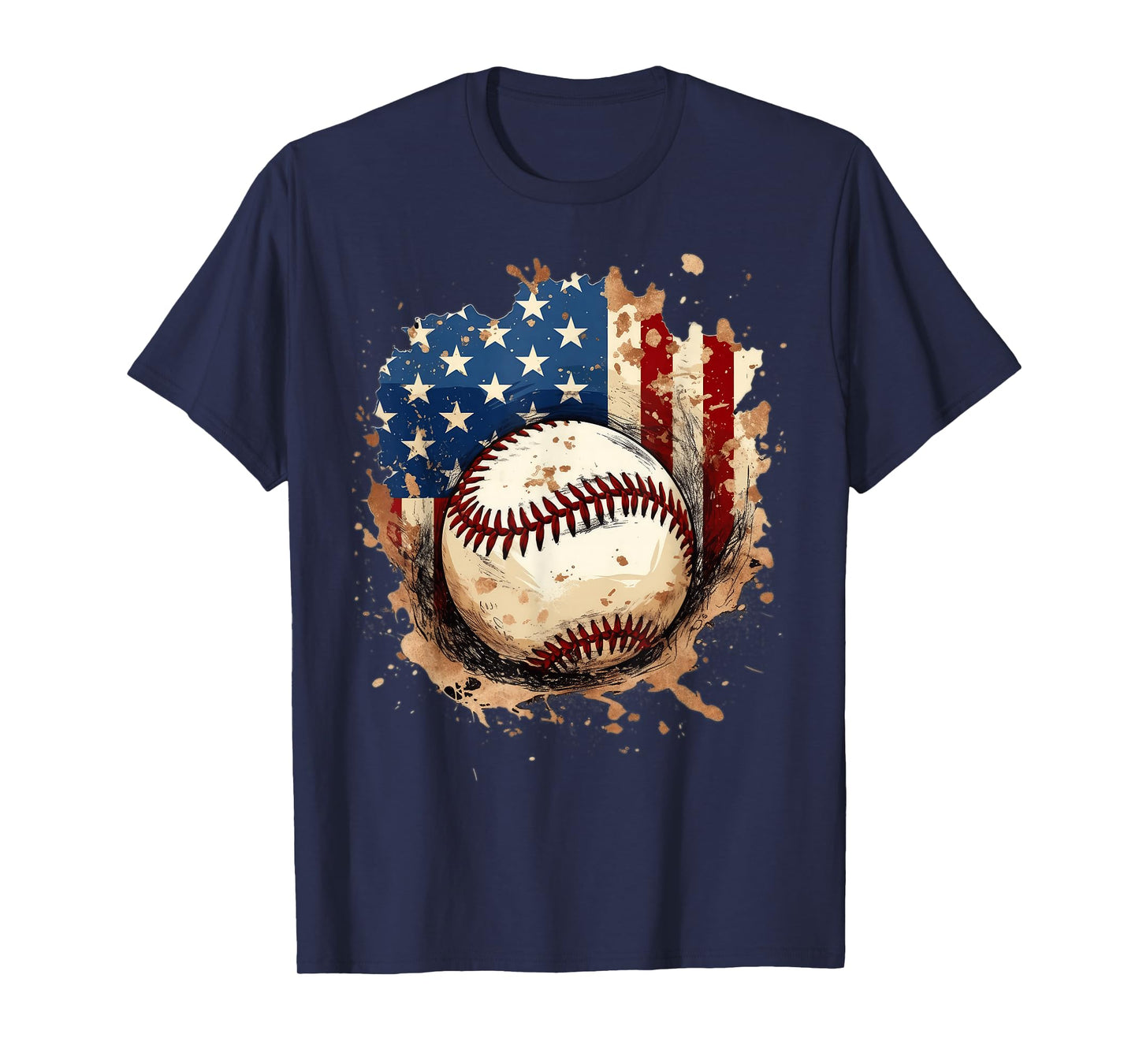 Patriotic Baseball 4th of July Men USA American Flag Boys T-Shirt