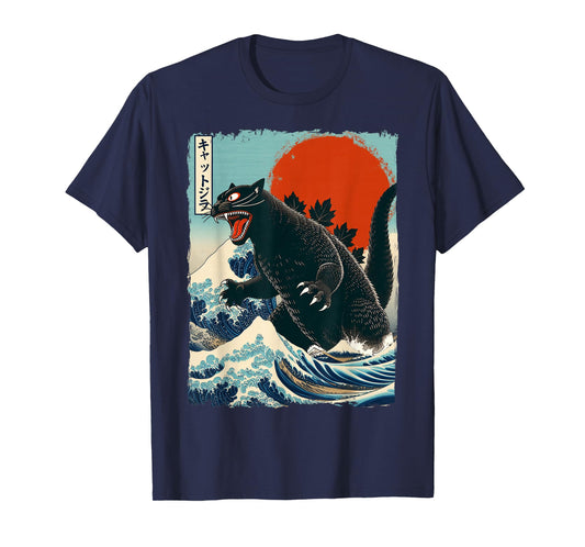 Funny Catzilla Shirt Black T-Shirt