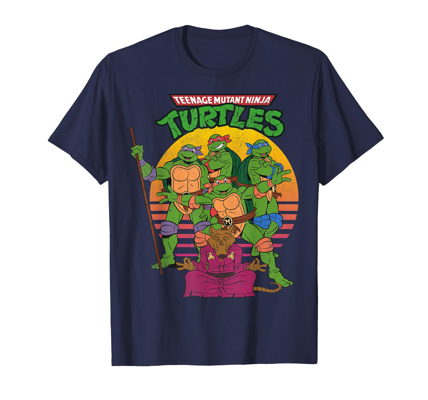 Teenage Mutant Ninja Turtles Retro Sun Group Tee-Shirt T-Shirt