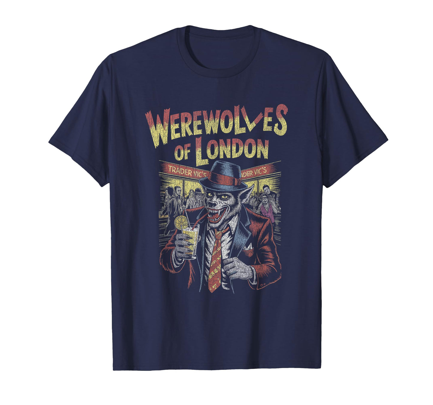 Werewolf of London Drinking Cocktail in Nightclub Scene T-Shirt
