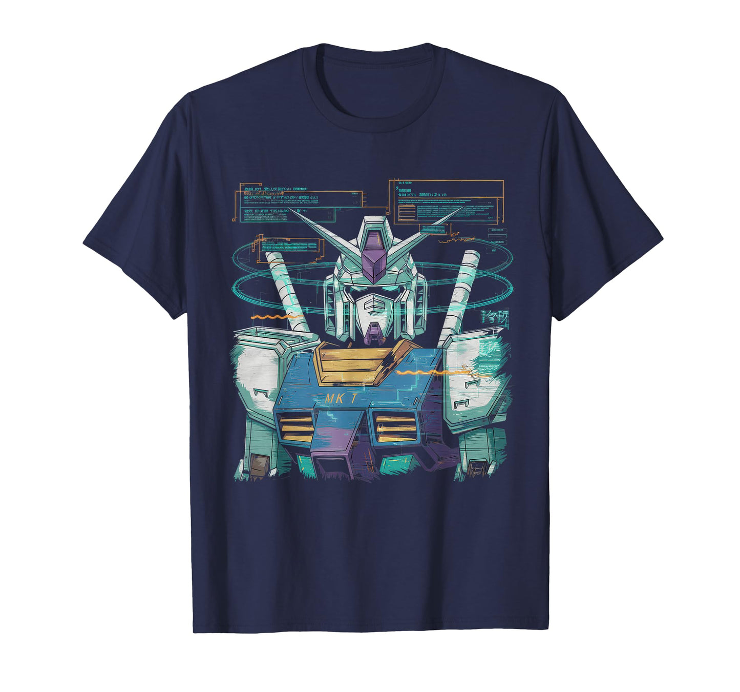 Mecha Tshirt Japanese Mecha Robot Head Anime Art Ukiyo-E T-Shirt