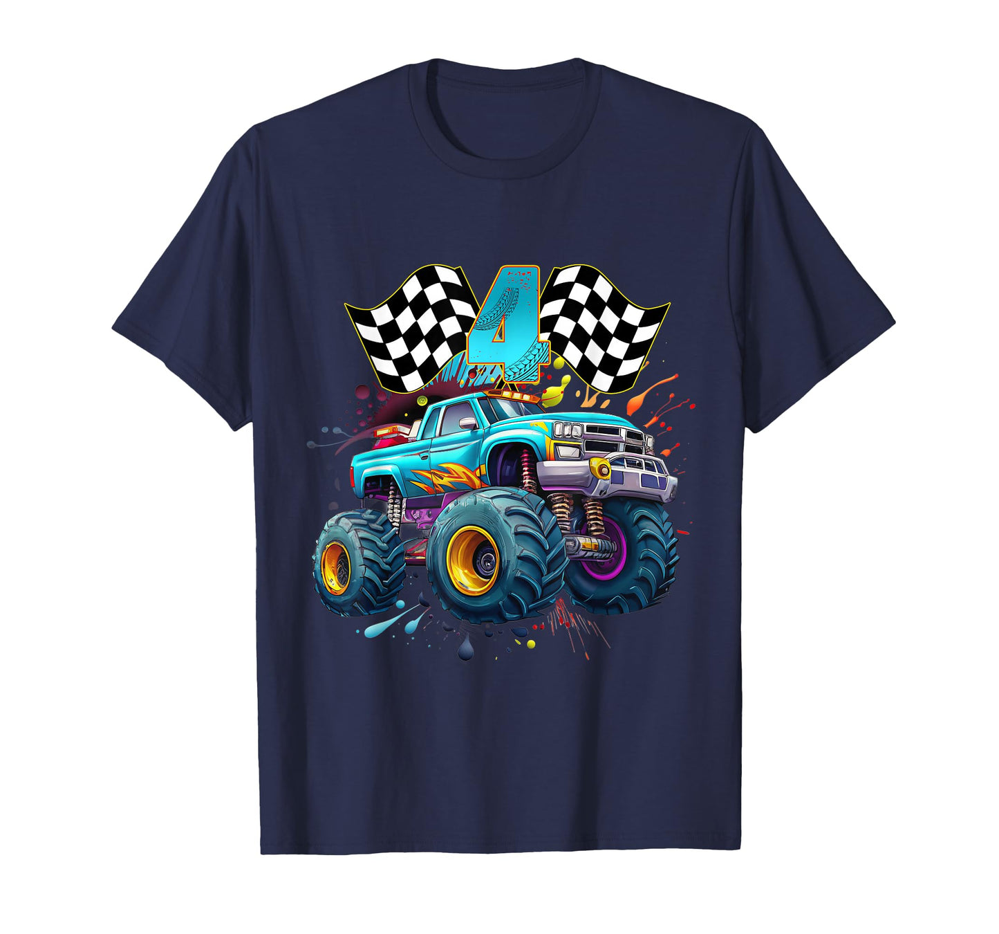 Monster Truck 4 Years Old Boy 4th Awesome Birthday Party T-Shirt