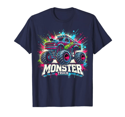 Monster Truck Retro Colorful Graffiti Toddlers Youth Adults T-Shirt