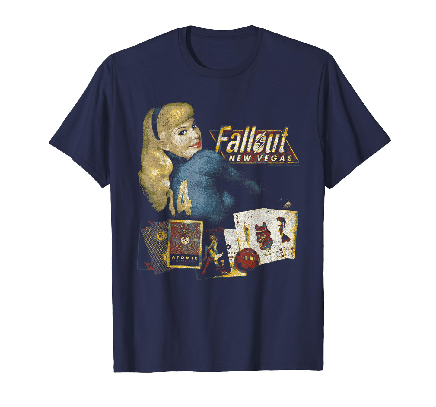 Fallout New Vegas Vintage Distressed Pinup Casino Video Game T-Shirt