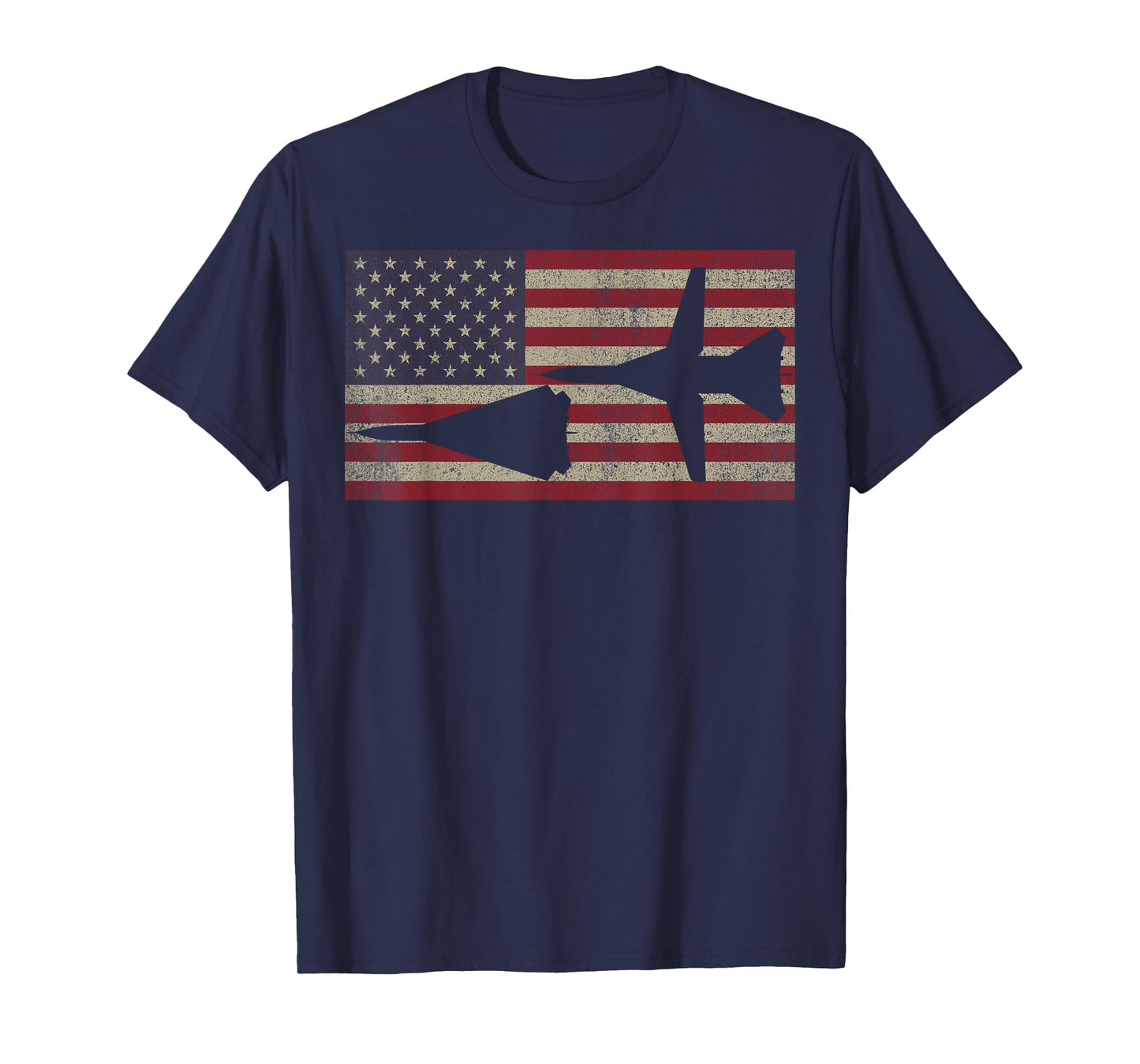 F-111 Aardvark Fighter Plane USA Patriotic Flag T-Shirt