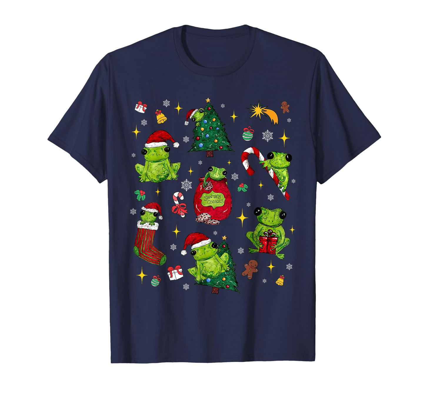 Frog Christmas Jolly Xmas Tree Lights Candy Cane Funny T-Shirt
