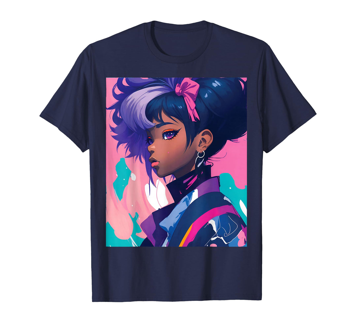 Black Anime Girl Kawaii Waifu Aesthetic Japanese T-Shirt