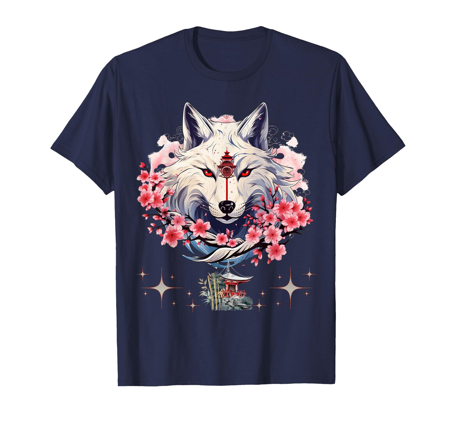 Okami Wolf Japanese Anime Kawaii Blossom Cherry Flower T-Shirt