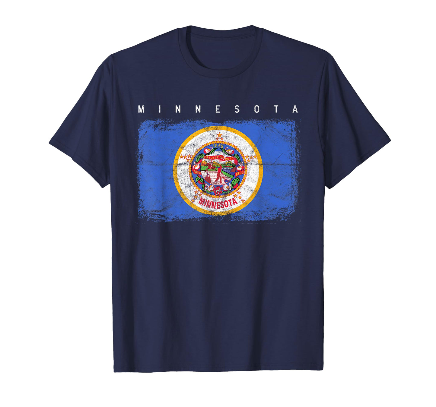 Minnesota Vintage Distressed Home State Flag Design T-Shirt