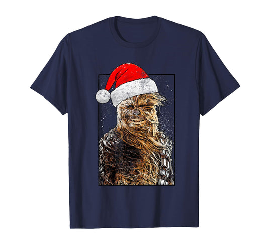 Star Wars Christmas Santa Chewbacca Windswept Movie Panel T-Shirt