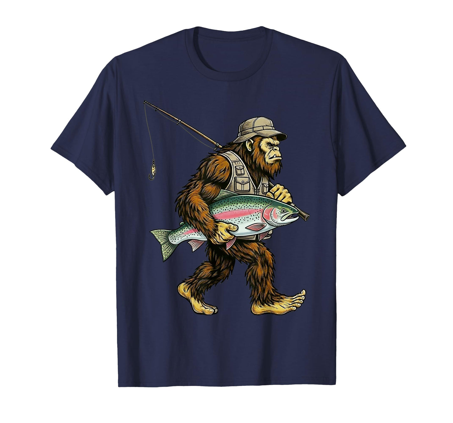 Rainbow Trout Bigfoot Fisherman River Fishing Sasquatch T-Shirt