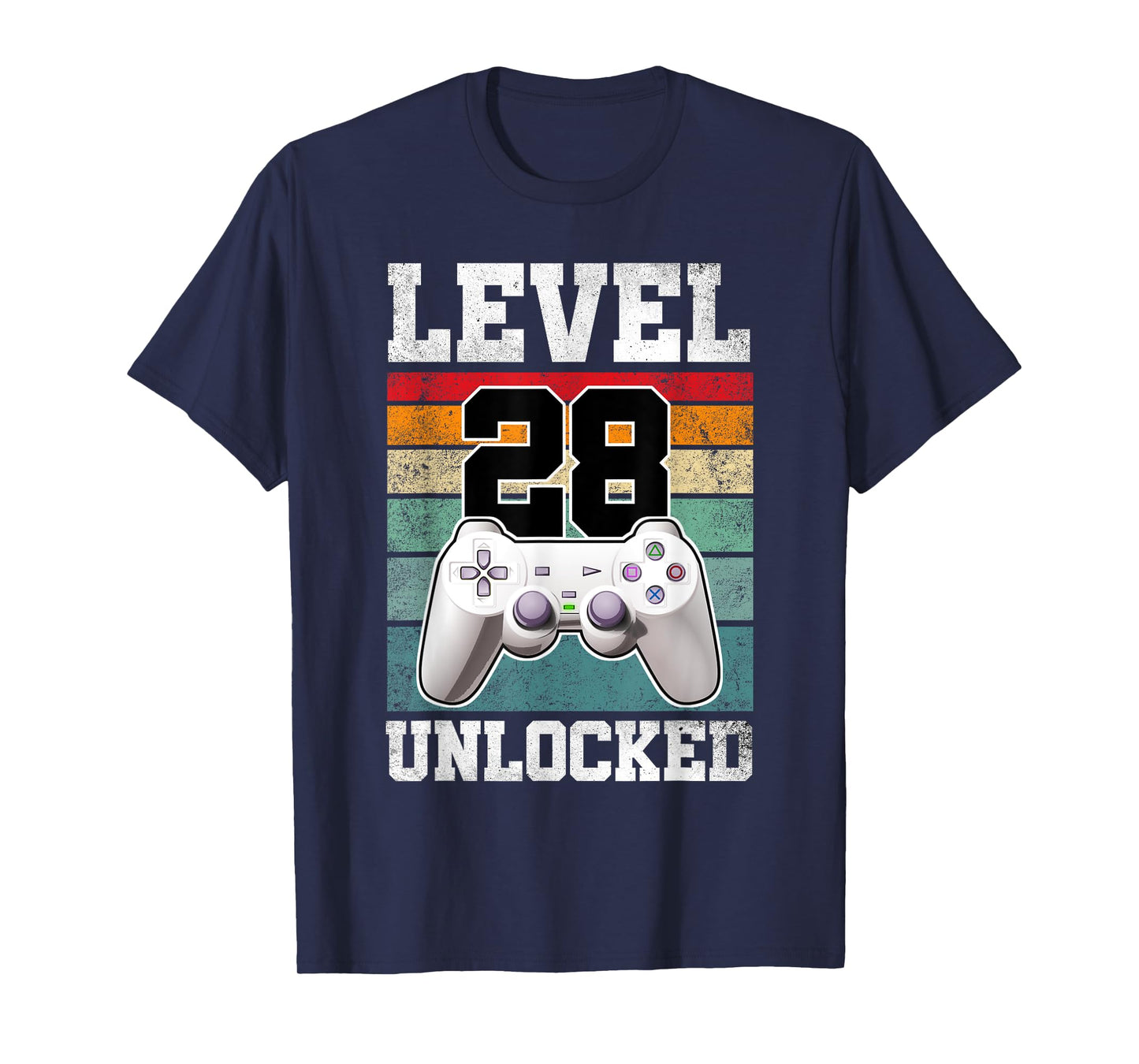 28 Year Old Gaming Level 28 Unlocked Gamers 28th Birthday T-Shirt
