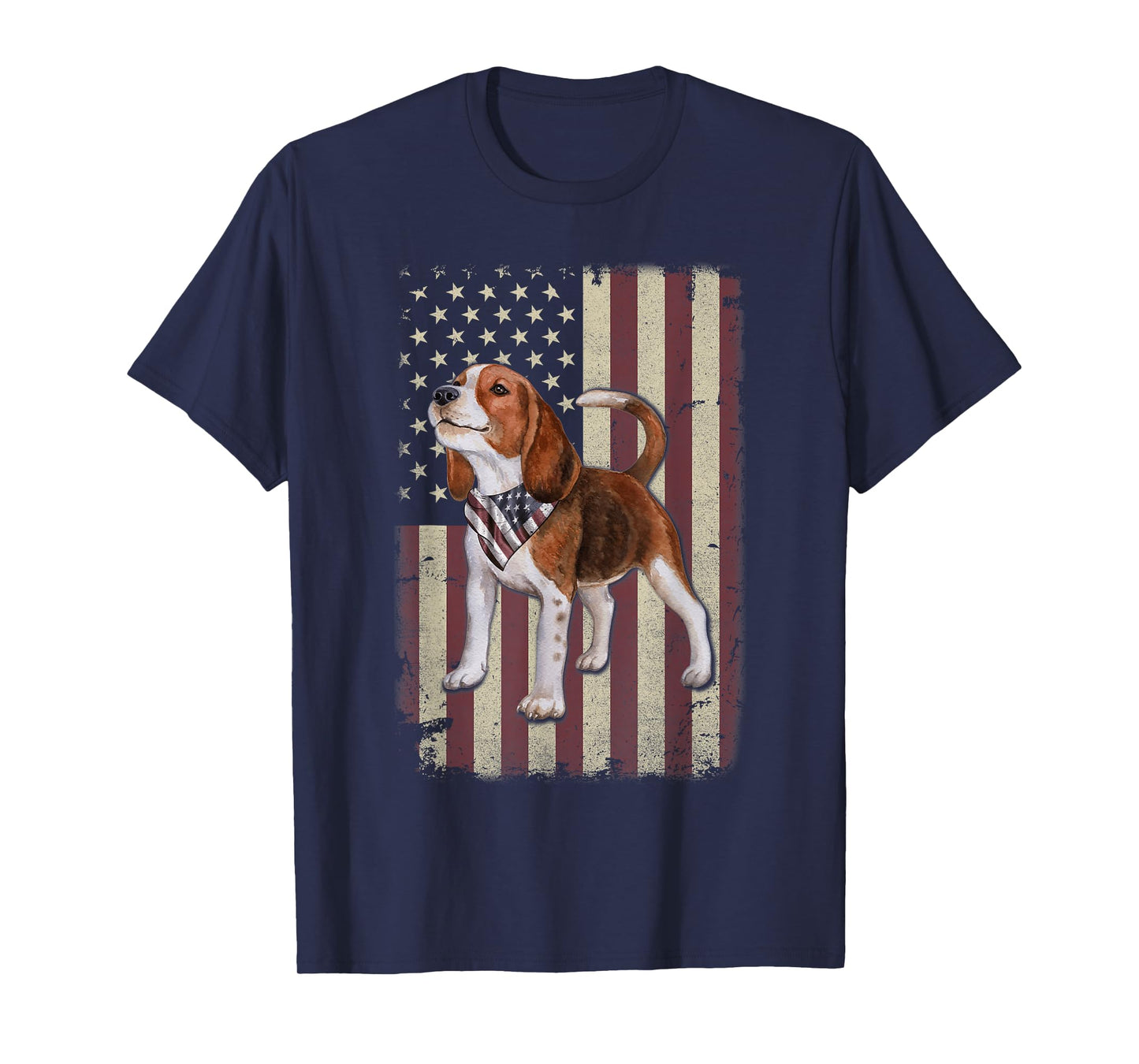 Beagle American Flag Bandana Patriotic 4th of July Tshirt T-Shirt