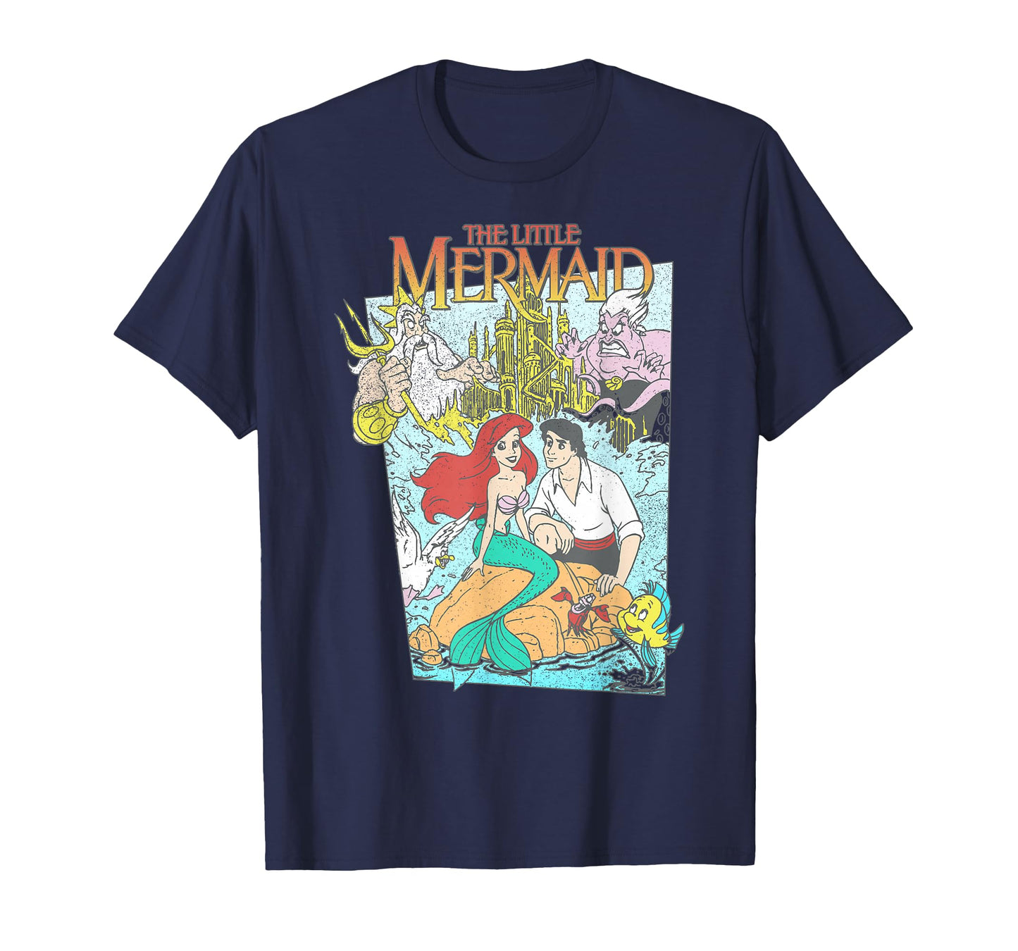 Disney The Little Mermaid Vintage Retro Movie Cover Graphic T-Shirt