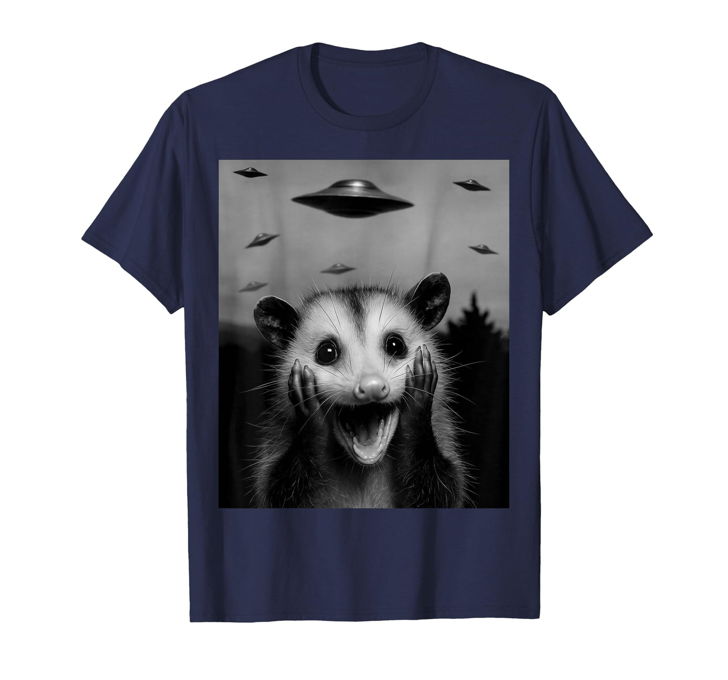 Opossum Selfie With Alien UFO Funny Gifts For Men Women Kid T-Shirt