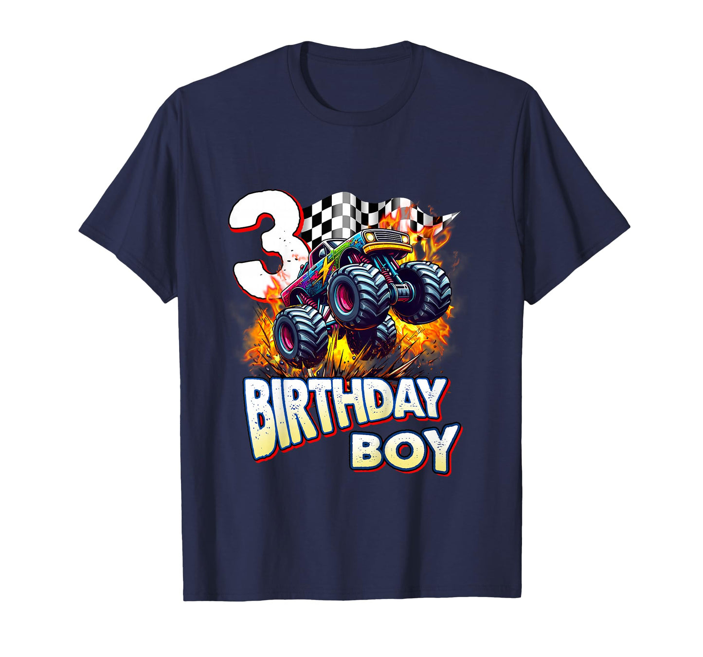 Kids Birthday Monster Truck 3 Year Old Boys 3rd Party Born 2022 T-Shirt