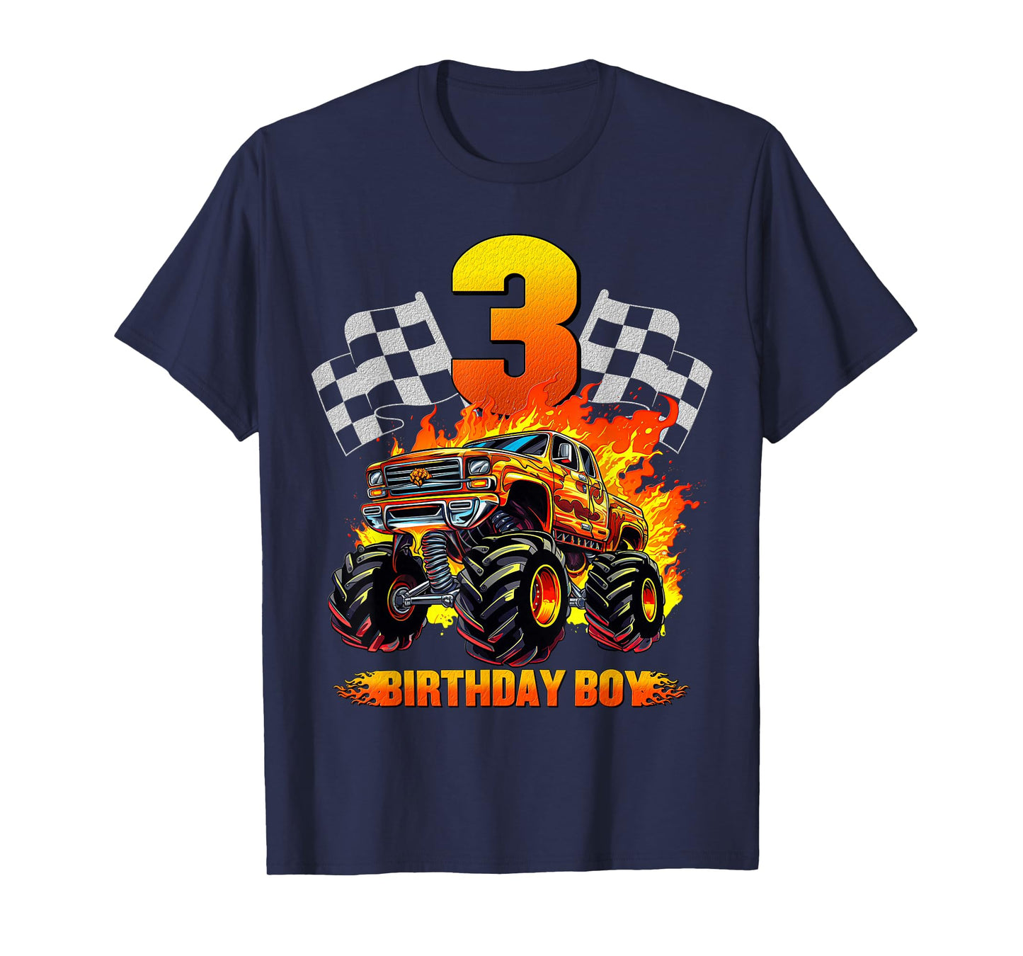 3 Year Old Birthday Monster Truck 3rd Birthday Boy Kids T-Shirt