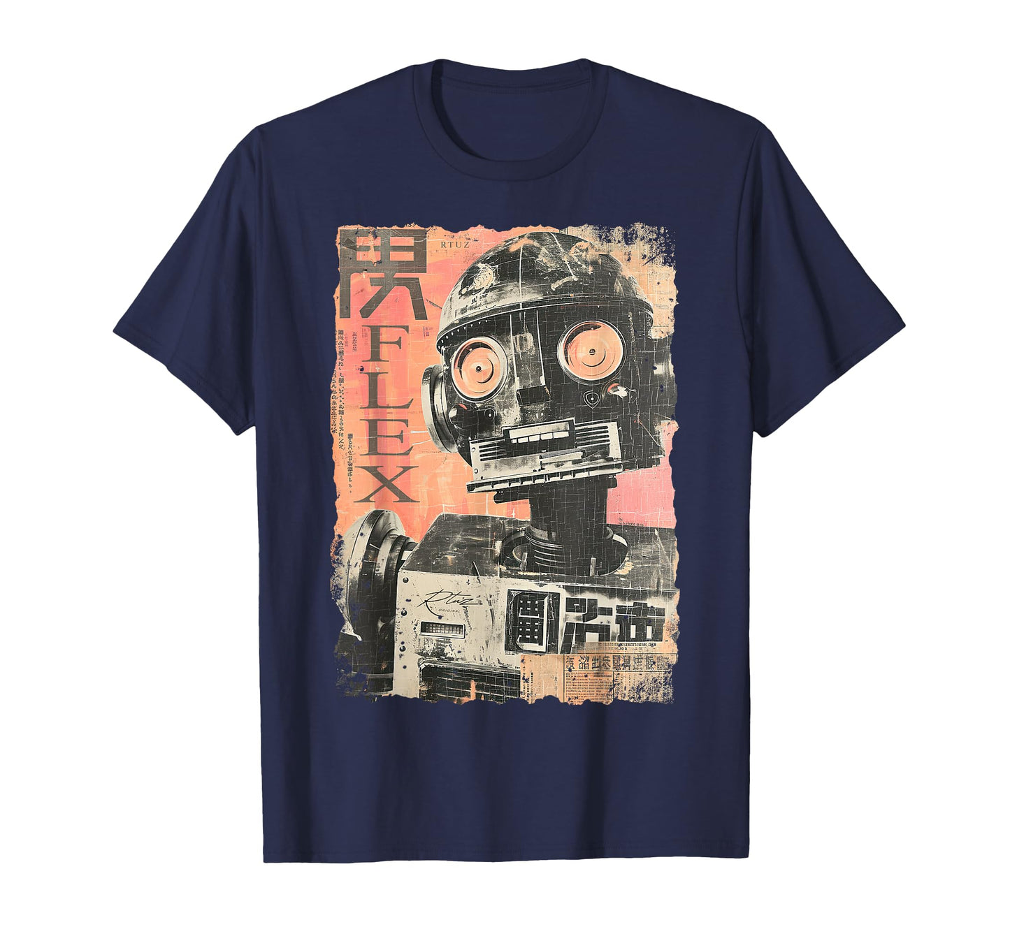RTUZ Hip Hop Y2K Vintage Hipster Edgy Urban Streetwear Robot T-Shirt - Black, Small