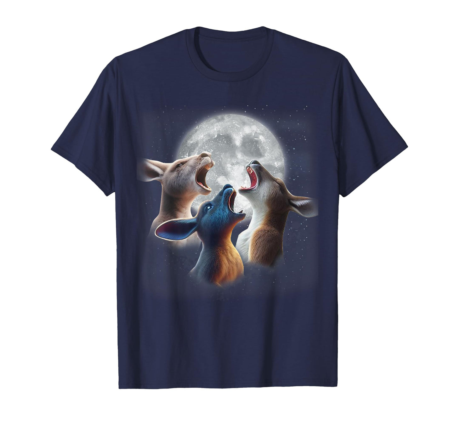 3 Kangaroos Howling At The Moon Funny Australian Kangaroo T-Shirt