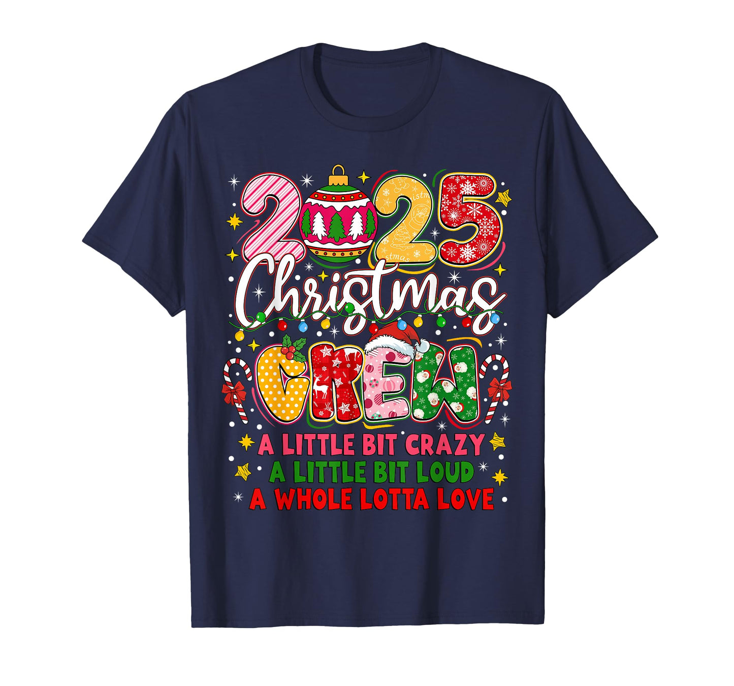 Christmas Crew 2025 Family Matching Outfit Xmas Squad Santa T-Shirt