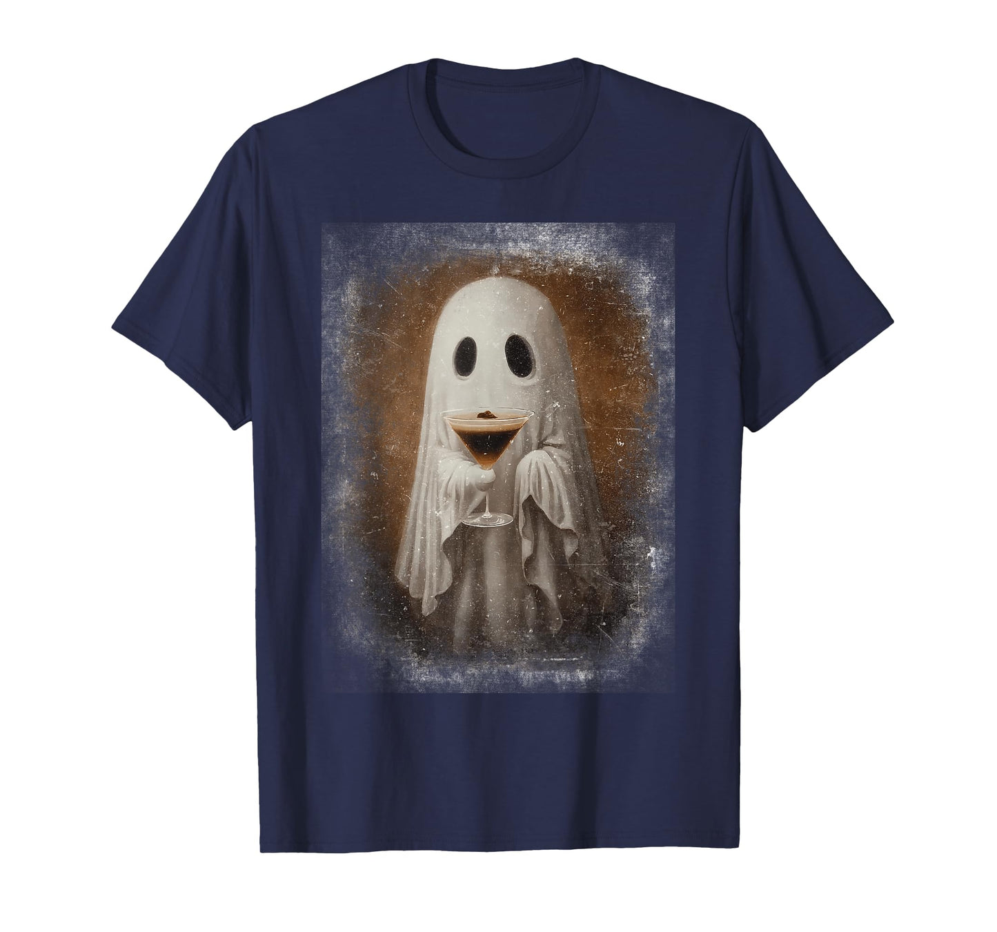 Ghost Drinking Espresso Martini Halloween Spooky Autumn Fall T-Shirt