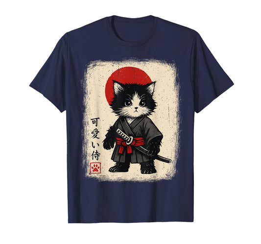 Samurai Cat Japanese Vintage Kawaii Funny Cats T-Shirt