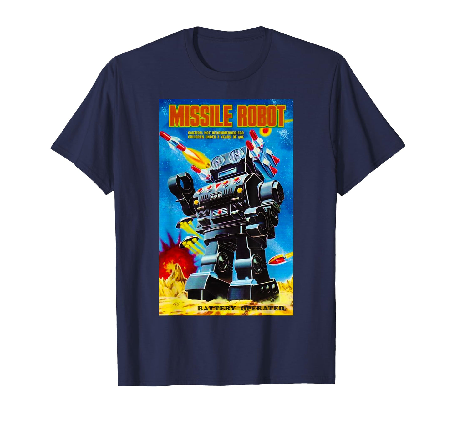 Vintage Graphics Missile Robot Retro Old American USA Toy T-Shirt Small