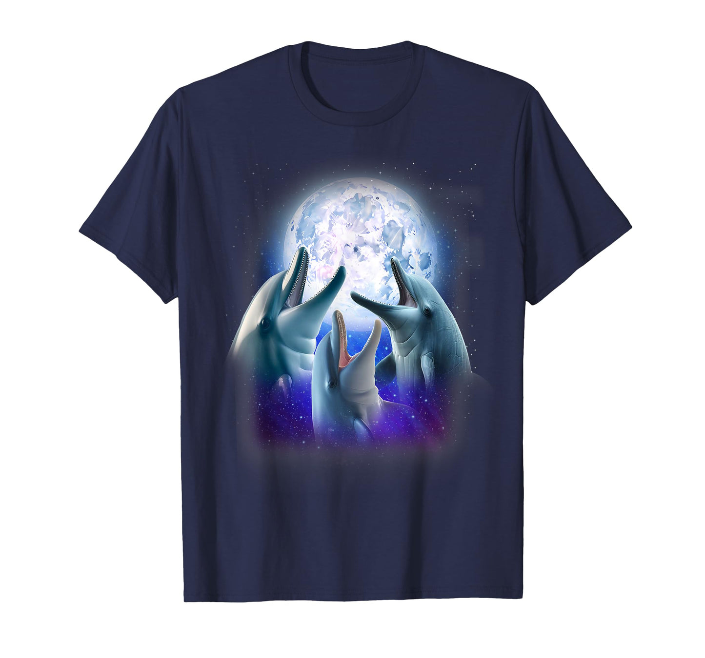 3 Dolphins Howling At The Moon Funny Dolphin Lover Aquarist T-Shirt