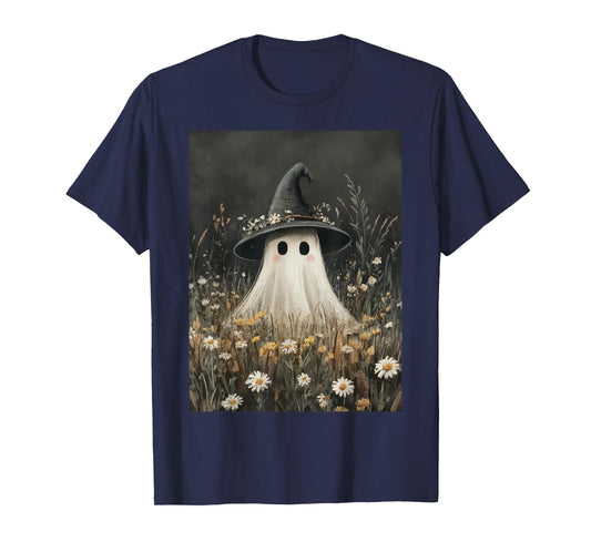 Witch Ghost in The Flower Forest Halloween Spooky Season T-Shirt