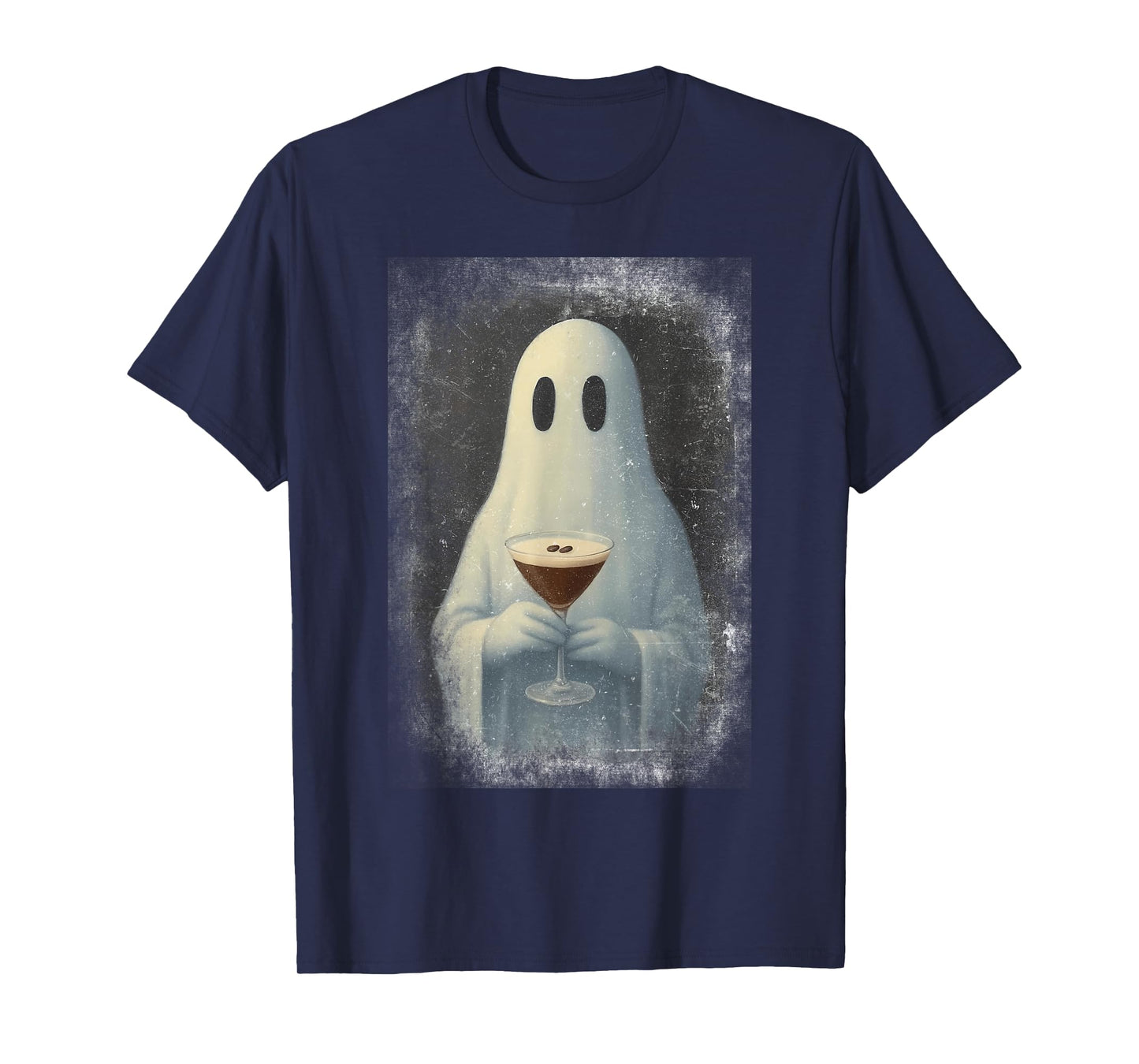 Ghost Drinking Espresso Martini Halloween Spooky Autumn Fall T-Shirt