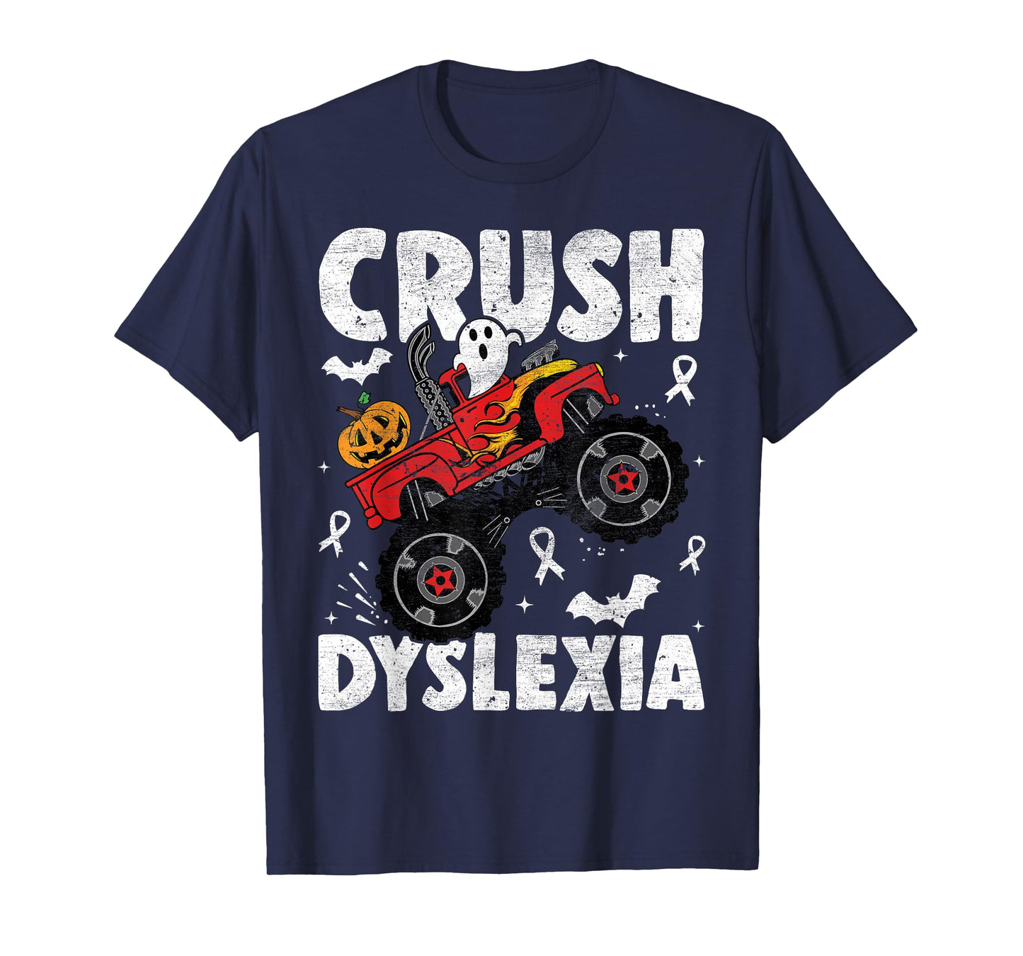 Crush Dyslexia Awareness Monster Truck Red Kids Boys Girls T-Shirt
