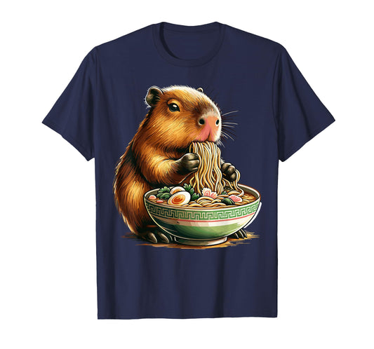 Capybara Eating Japanese Ramen Kawaii Capybara T-Shirt