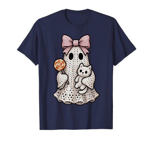 Ghost Coquette Knitting Crafting Yarn Crocheting Halloween T-Shirt