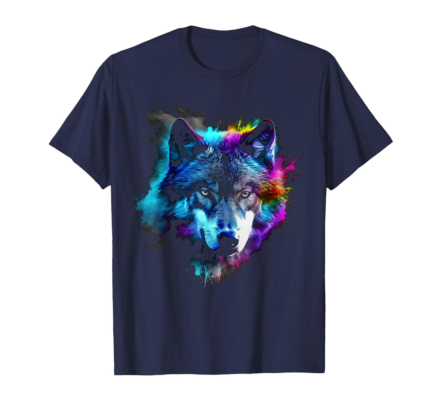 Wolf Art Colourful Animal Motif Artwork Wolf T-Shirt