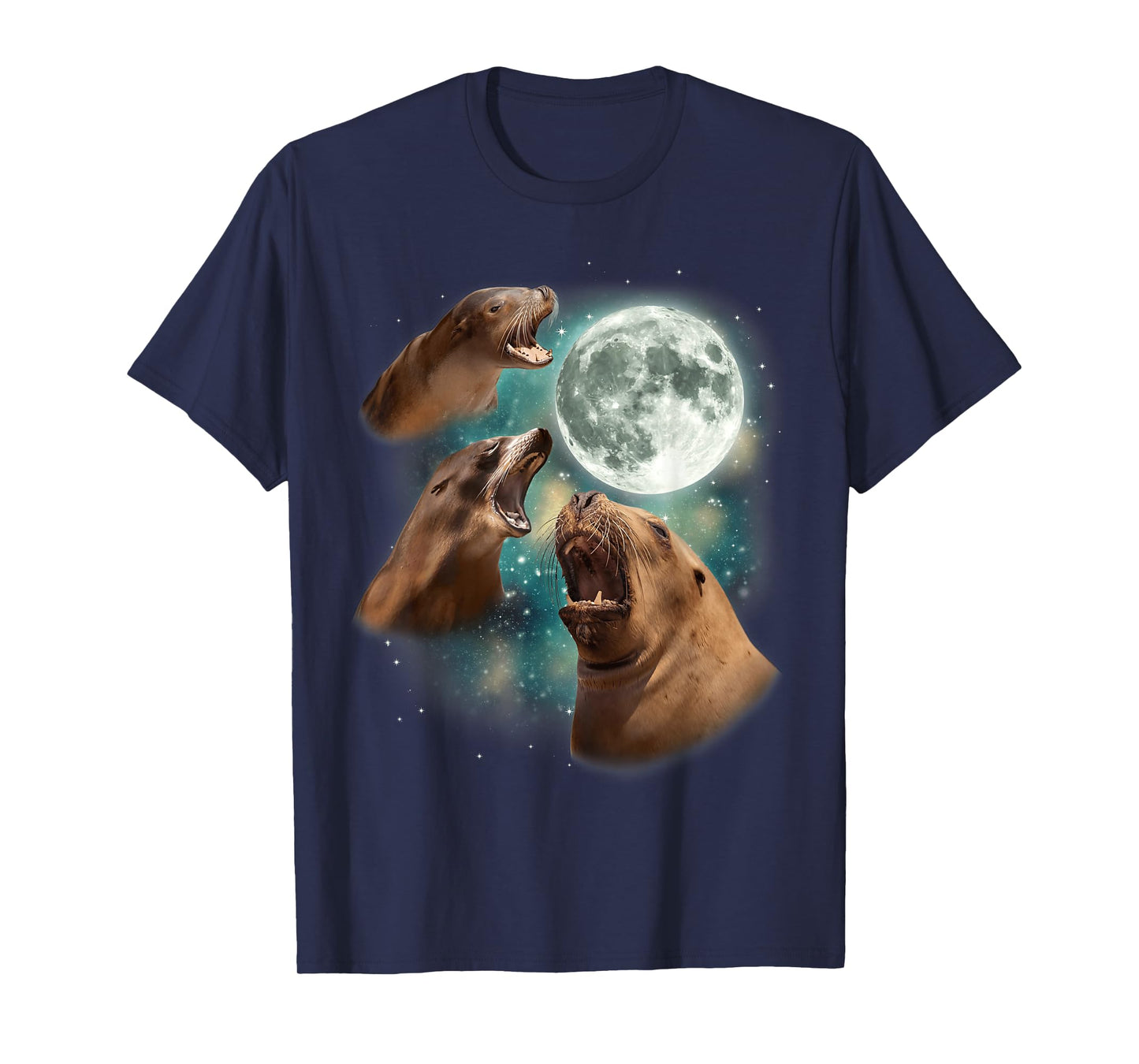 Three Seal Moon | 3 Arctic Pinniped Arfing Seal Ocean Parody T-Shirt