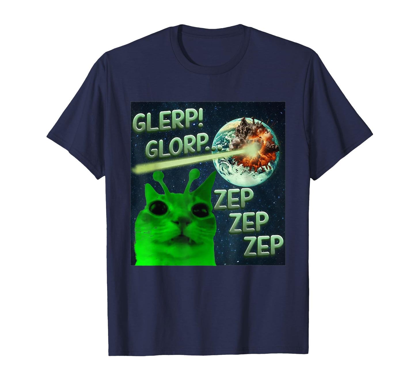 Glerp Glorp Funny Alien Cat Meme Weird Brainrot Men Women T-Shirt