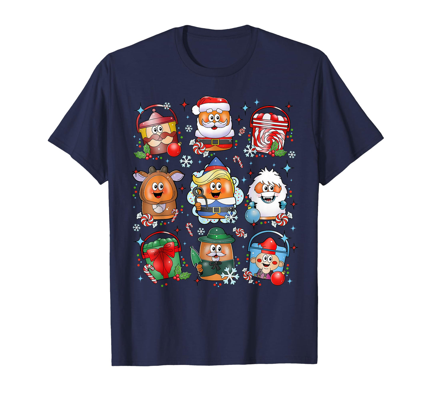 Funny Chicken Nuggets Santa Claus Reindeer Merry Christmas T-Shirt