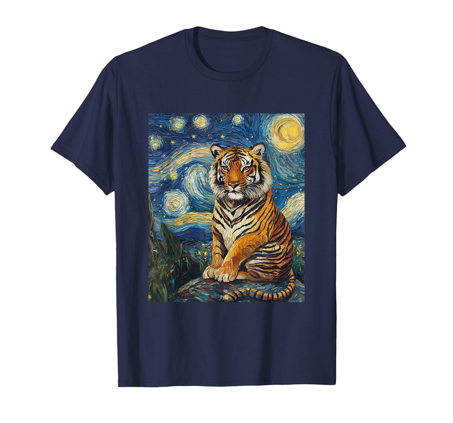 Tiger - Van Gogh Style - Starry Night - Art Funny Graphic T-Shirt