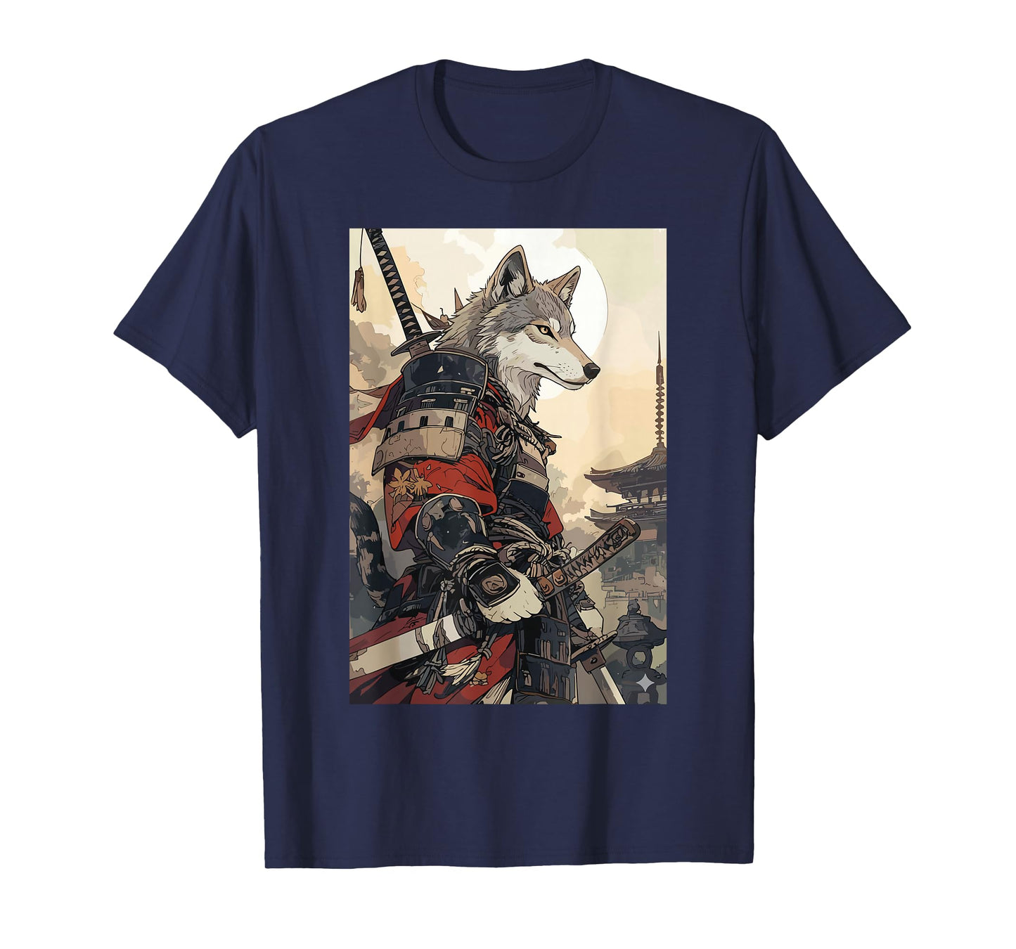 Samurai Wolf Shirts for Women Men Vintage Graphic Japanese T-Shirt