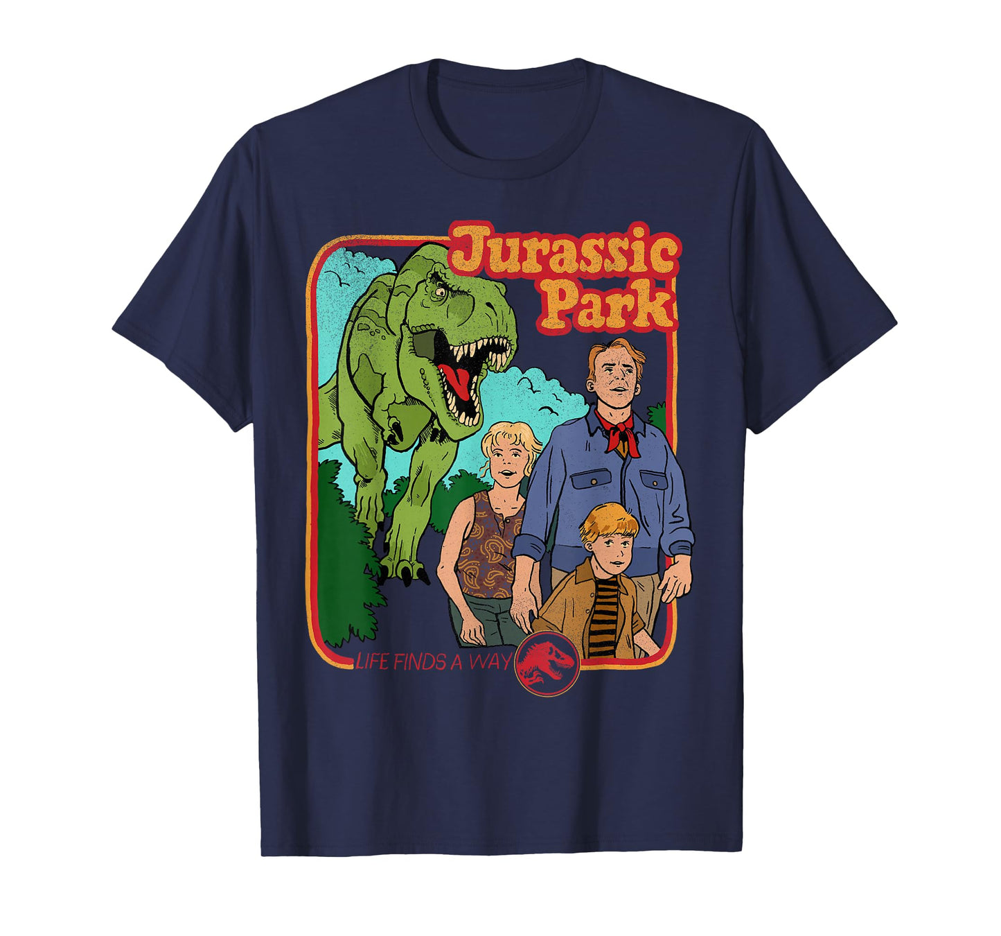 Jurassic Park Retro Life Finds A Way Park Poster T-Shirt Small