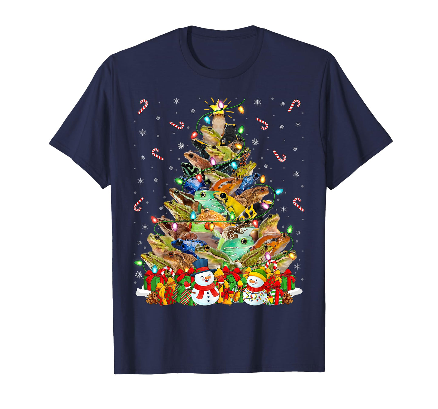 Frog Xmas Lighting Santa Frog Christmas Tree T-Shirt