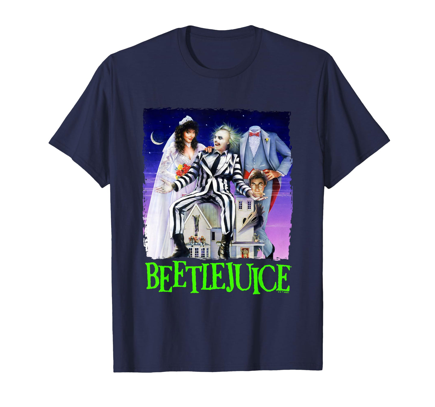 Beetlejuice Iconic Retro Group Shot Characters Chest Poster T-Shirt
