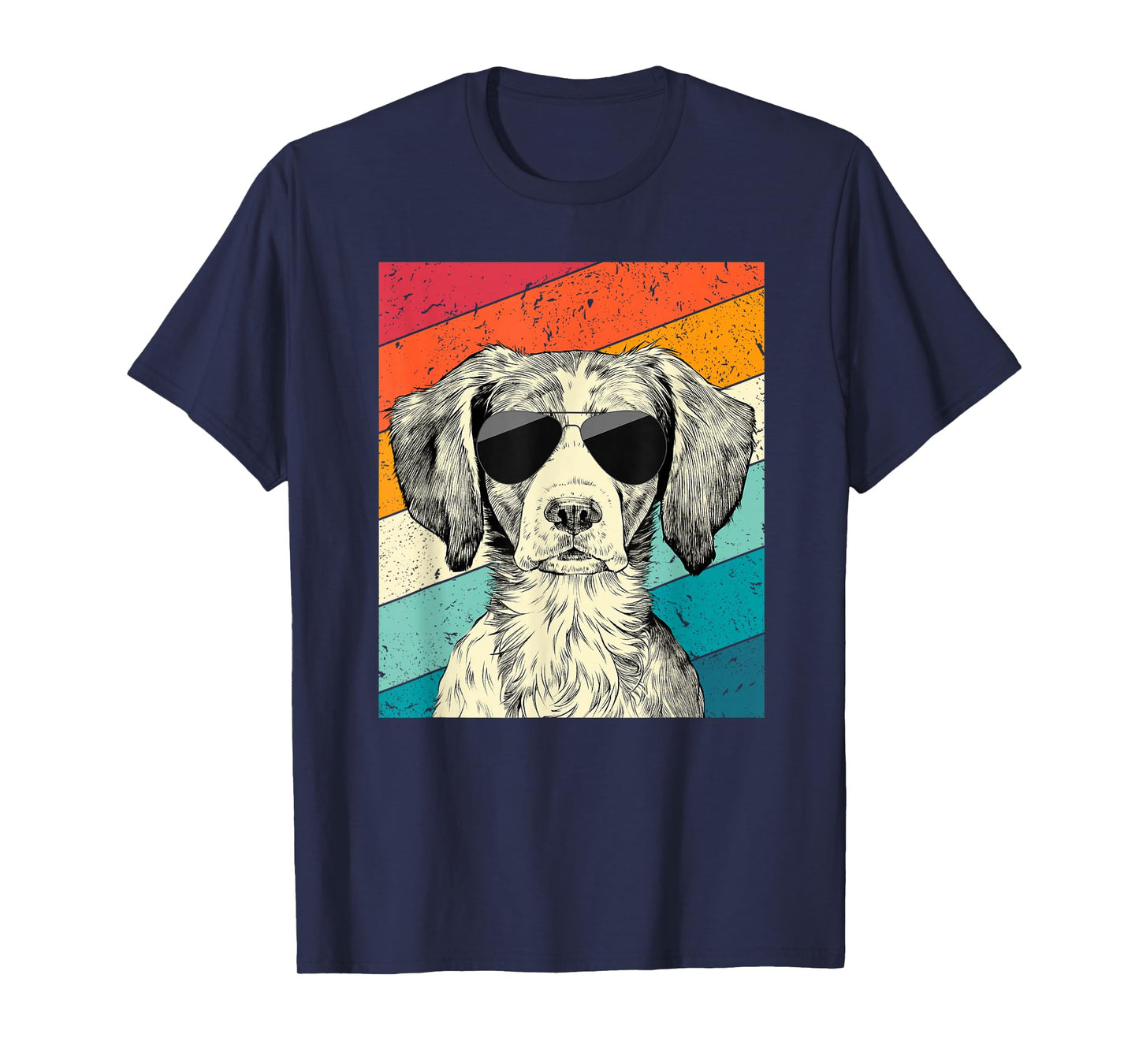 Retro Vintage Brittany Spaniel with Sunglasses Dog Lovers T-Shirt