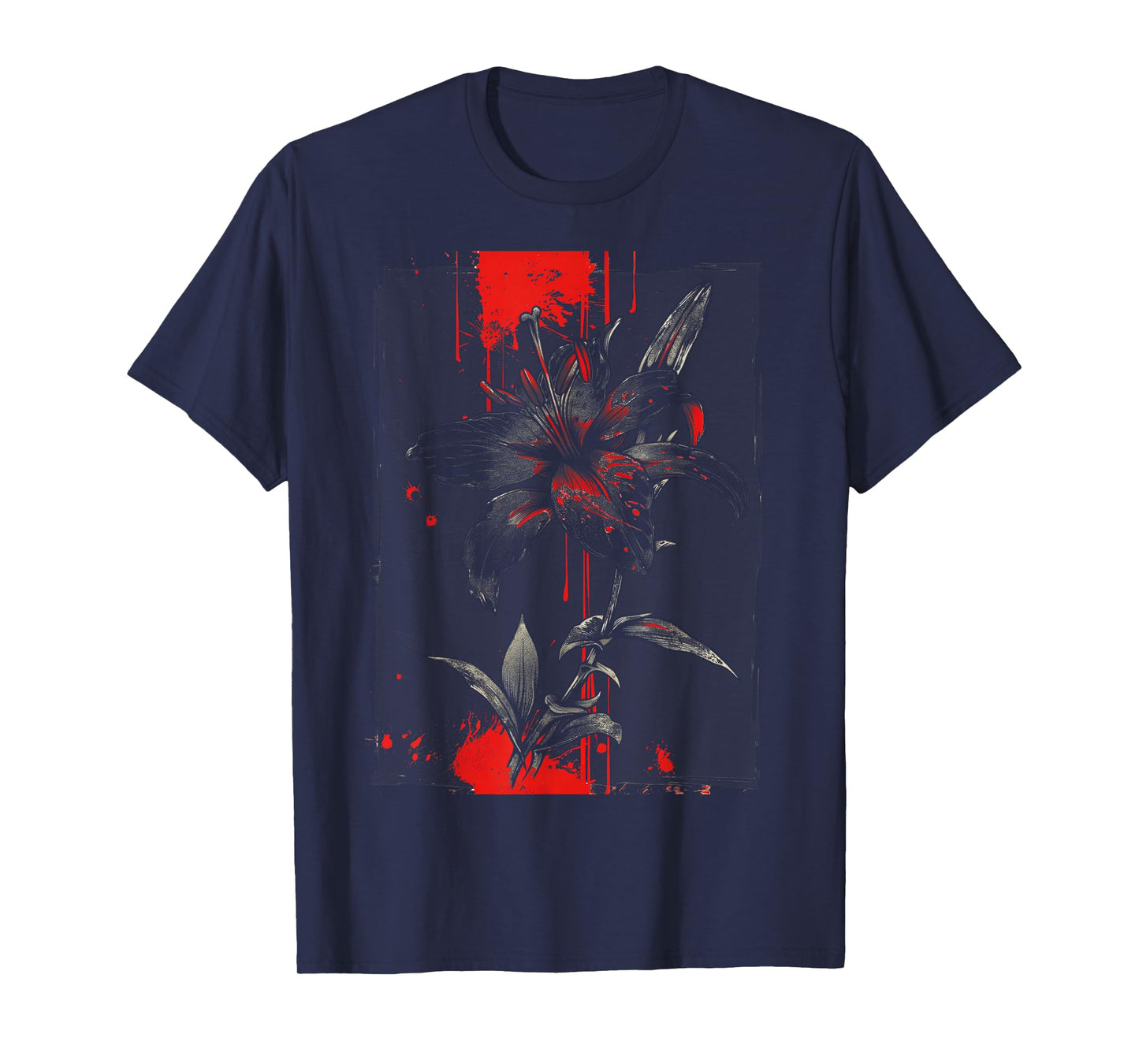 Anime Goth Red Spider Lily Flower Art Vintage Punk Edgy T-Shirt